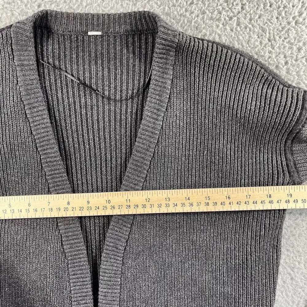 Lululemon Sit In Peace Cardigan Heathered Charcoal Grey Ribbed Open Front 6 - Picture 5 of 6